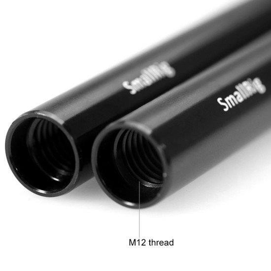 SmallRig 2pcs 15mm Black Aluminum Alloy Rod(M12-30cm) 12inch