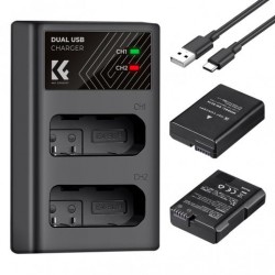 K&F Concept EN-EL14 Battery and Charger for Nikon EN-EL14 Battery, with Dual Charging Slot