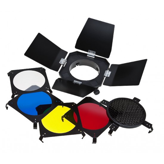 Barndoor, honey comb and filters kit for Mini Studios