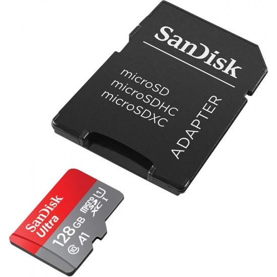 SanDisk 128GB Ultra microSDXC UHS-I Memory Card with Adapter - C10, U1, Full HD, A1, Micro SD Card