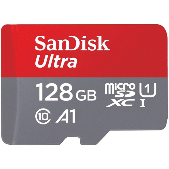 SanDisk 128GB Ultra microSDXC UHS-I Memory Card with Adapter - C10, U1, Full HD, A1, Micro SD Card