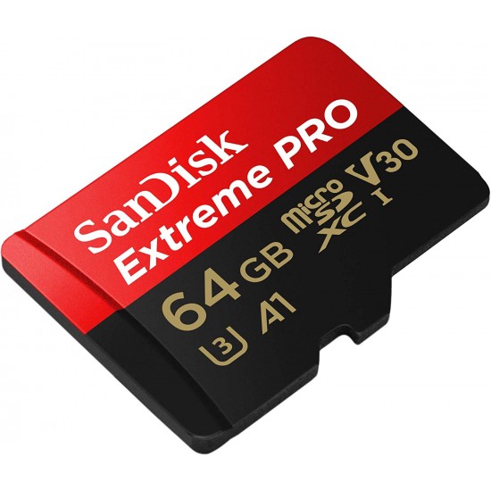 SanDisk Extreme PRO Micro SDXC Memory Card Plus SD Adapter up to 170 MB/s ,Class 10,U3,V30,A1-64GB