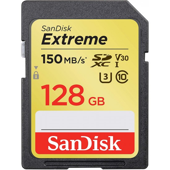 SanDisk Extreme 128GB SDXC 150 MB/s V30 UHS-I V3