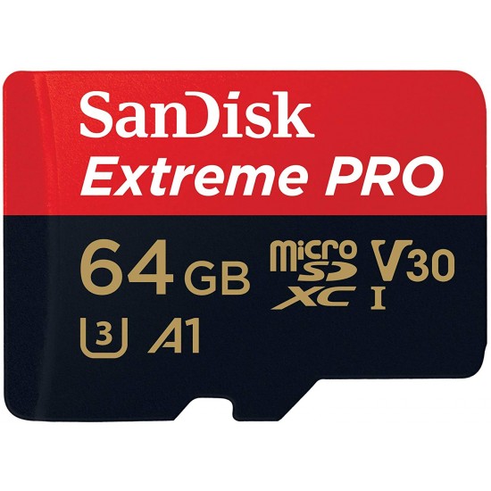 SanDisk Extreme PRO Micro SDXC Memory Card Plus SD Adapter up to 170 MB/s ,Class 10,U3,V30,A1-64GB