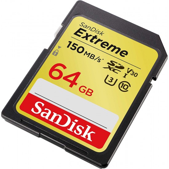 SanDisk Extreme 64GB SDXC Memory Card 150 MB/s U3 V30 Class 10