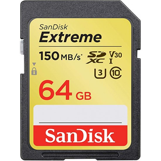 SanDisk Extreme 64GB SDXC Memory Card 150 MB/s U3 V30 Class 10