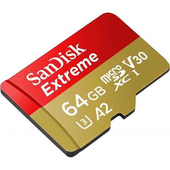 SanDisk Extreme 64 GB microSDXC Memory Card + SD Adapter with A2 App Performance + Rescue Pro Deluxe, Up to 160 MB/s, Class 10, UHS-I, U3, V30