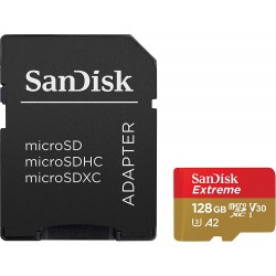 SanDisk Extreme 128 GB microSDXC Memory Card + SD Adapter with A2 App Performance + Rescue Pro Deluxe, Up to 160 MB/s, Class 10, UHS-I, U3, V30