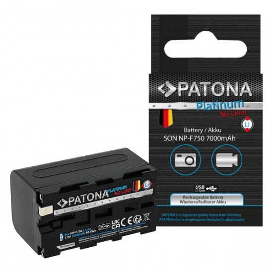 PATONA Platinum Battery with USB-C Input f. Sony NP-F750 F330 F530 F550 F930 F920PATONA Platinum Series